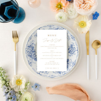 Menu Élégant minimaliste Script Mariage or