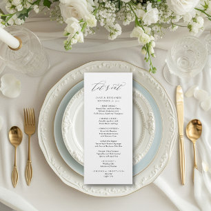 Menu Elégant minimaliste Simple Blanc Mangeons Mariage
