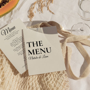 Menu Elégant moderne Black Cream Bold Retro Mariage