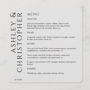 Menu Élégant moderne fumée Mariage noir