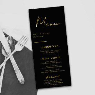 Menu Élégant moderne Noir et Or Classy Mariage chic