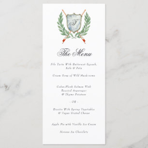 Menu Élégant Monogram Crest Dîner Musical À Thème