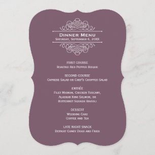 Menu Élégant Monogramme de Mariage Dusty Plum pour le D