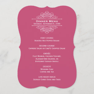 Menu Élégant monogramme de mariage rouge framboise pour
