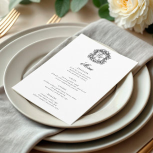 Menu Élégant Monogramme Mariage Crest