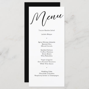Menu Élégant Noir Flourish Calligraphie Mariage Dîner