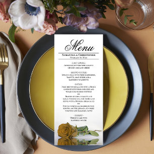 Menu Elégant or ocre rose jaune Réflexions Mariage