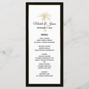 Menu Elégant or palmier Mariage moderne