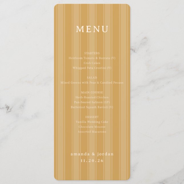 Menu élégant rayé or (Devant)