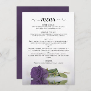 Menu Élégant reflet Améthyste Rose violet Mariage