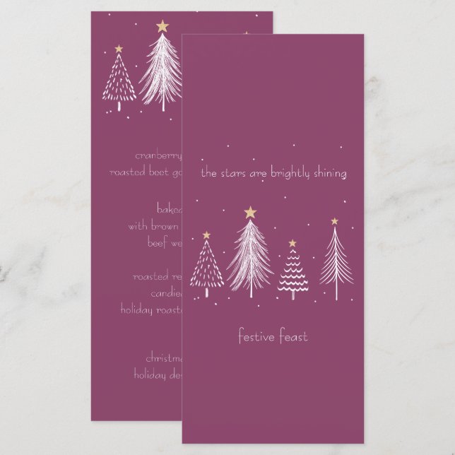Menu Élégant repas de Noël violet (Devant / Derrière)