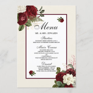 Menu Elégant Romantique Bourgogne Toutes les Occasions