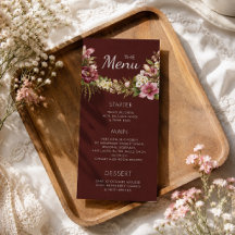 Élégant Romantique Rouge Floral Rustique