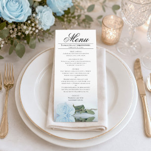 Menu Élégant Rose bleu clair bleu azur en miroir Mariag