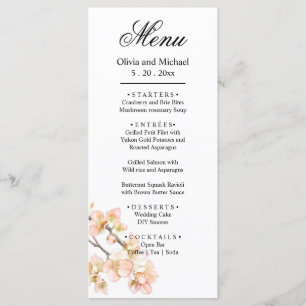 Menu Élégant rose Orange fleurs florales élégant script