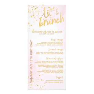 Menu Élégant Rose Pâle & Or pour une Sweet 16 