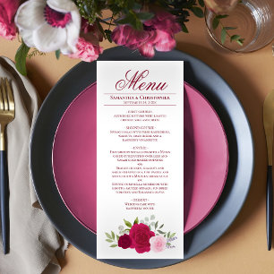 Menu Élégant Rose rose chaud Magenta & Blush