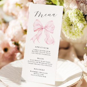 Menu Élégant Ruban Rose