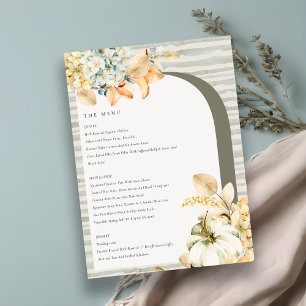 Menu Elégant Rustique Citrouille d'automne Arch Mariage