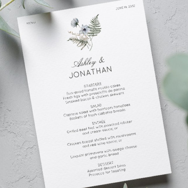 Menu Élégant Rustique moderne Mariage Fleur sauvage (Créateur téléchargé)