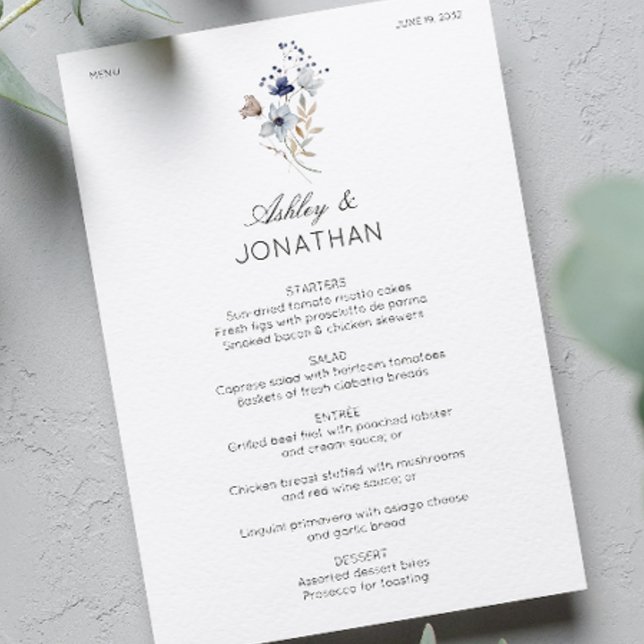 Menu Élégant Rustique moderne Mariage Fleur sauvage (Créateur téléchargé)