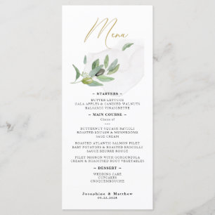 Menu Élégant script de calligraphie des branches d'oliv
