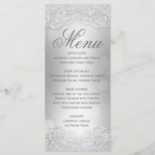 Menu Elegant Silver Faux Glitter