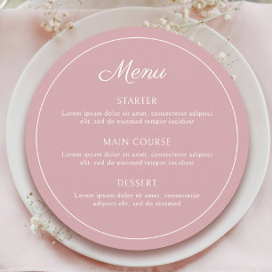 Menu Élégant Simple Blush Round