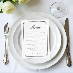 Menu Élégant Simple Classique Minimaliste Noir Blanc
