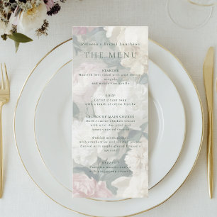 Menu Élégant Vintage baroque Pastel Flowers Mariage