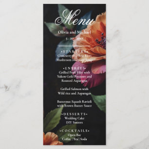 Menu Elégant vintage peachy rouge floral moody boho