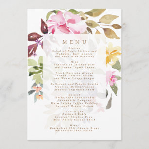 Menu Elégante aquarelle Beau Mariage