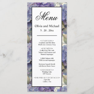 Menu Elégante aquarelle bleu violet poussiéreuse
