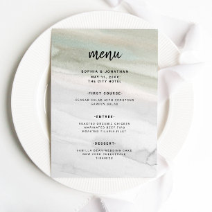 Menu Elégante aquarelle verte et grise MARIAGE