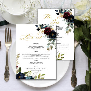 Menu Élégante Bourgogne fleurie & verdure
