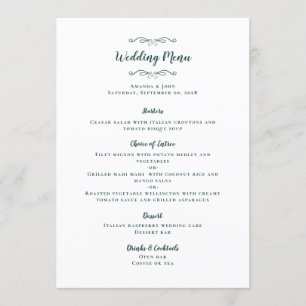 Menu Élégante calligraphie de mariage Emerald Green Din