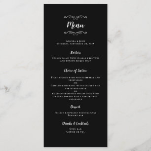 Menu Élégante calligraphie de mariage noir & blanc dîne