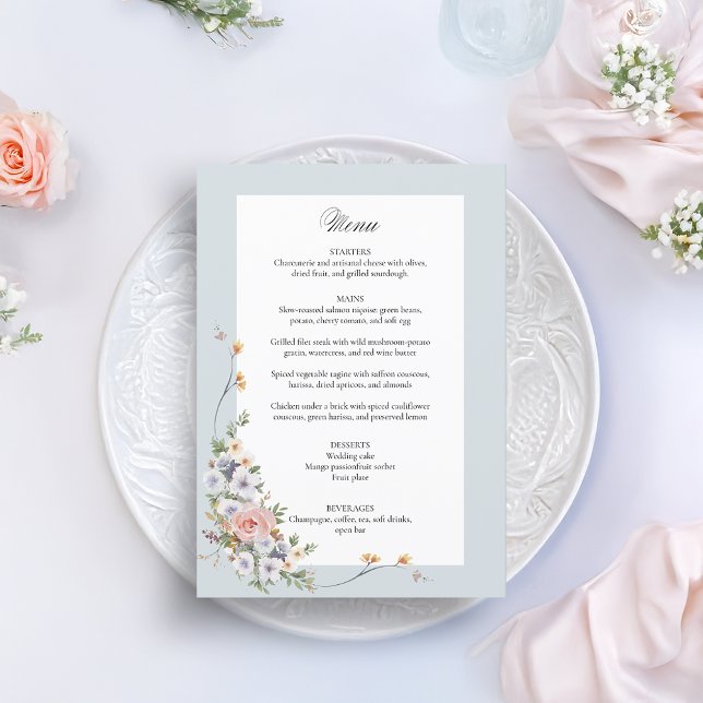 Menu Élégante calligraphie florale Pastel Boho (Créateur téléchargé)