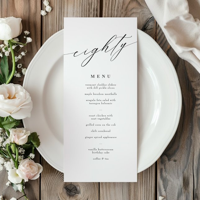Menu Élégante calligraphie moderne 80e Anniversaire Men (Créateur téléchargé)