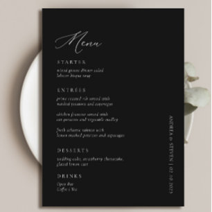 Menu Élégante calligraphie simple Mariage noir