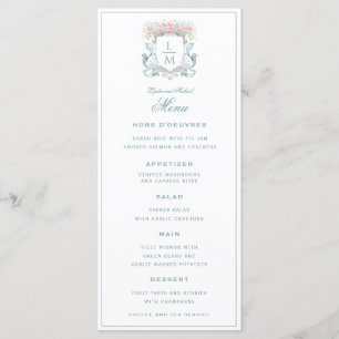 Menu Élégante crête Rose avec mâchoire Mariage de mon