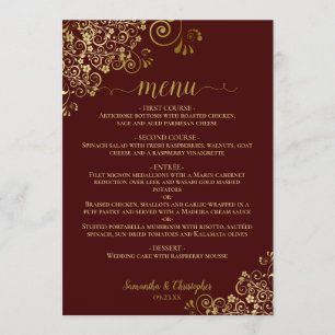 Menu Elégante dentelle or Frills Auburn Brown Mariage