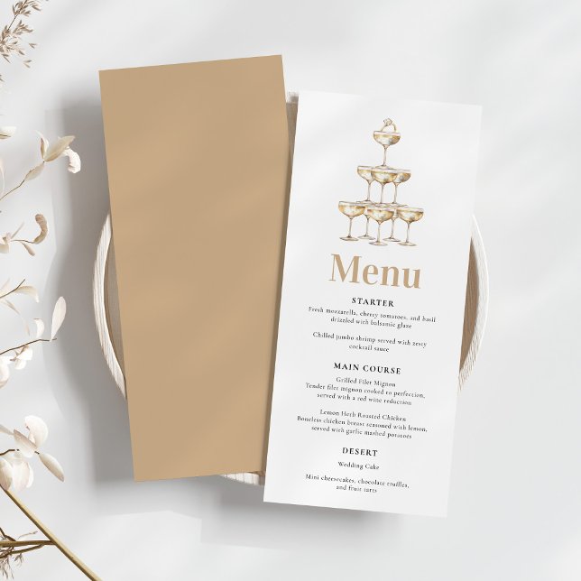 Menu Elégante Fête des mariées rétro Champagne Or (Créateur téléchargé)