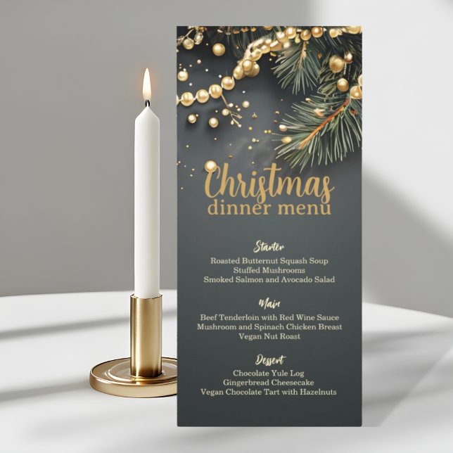 Menu Elégante Garland de Noël Luxuriante Non Photo (Créateur téléchargé)
