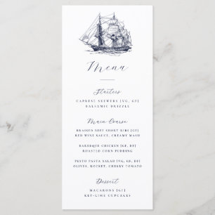 Menu Élégante Illustration de Bateau de Mariage Nautiqu