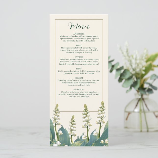 Menu Elégante Lily du Mariage de la vallée (Debout devant)