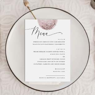 Menu Élégante Lune blanche rose Boho Dîner mariage