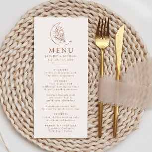 Menu Élégante Lune et Étoiles Mariage en terre cuite