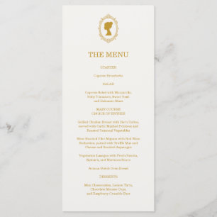Menu Élégante réception de mariage bleu et or de l'ère