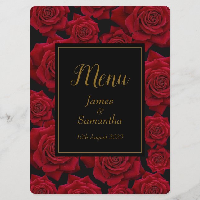 Menu Élégante Rose rouge - Mariage (Devant)